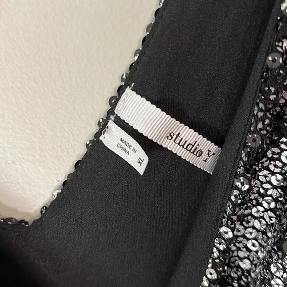 Women’s Studio Y Dress Sequin Black/Silver XL - Picture 2 of 7